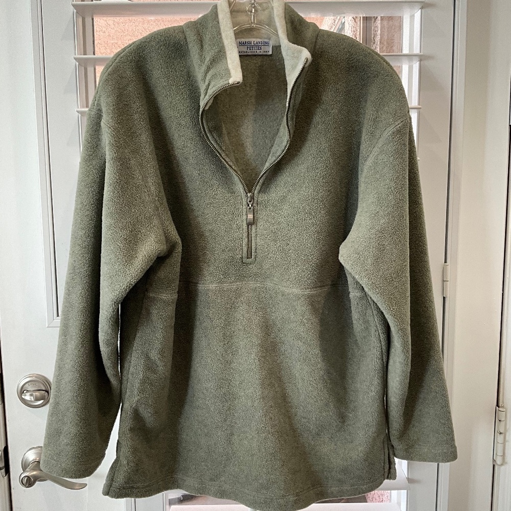 MARSH LANDING WOMENS MP 1/2 ZIP COZY SOFT PULLOVER WARM FLEECE TOP CELERY GREEN